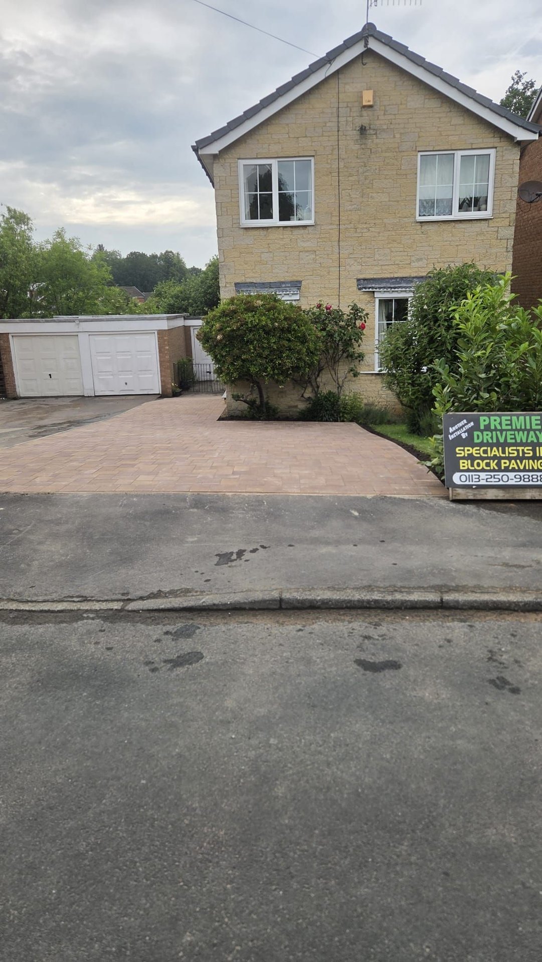 Completed grey block paving driveway in Burley in Wharfedale